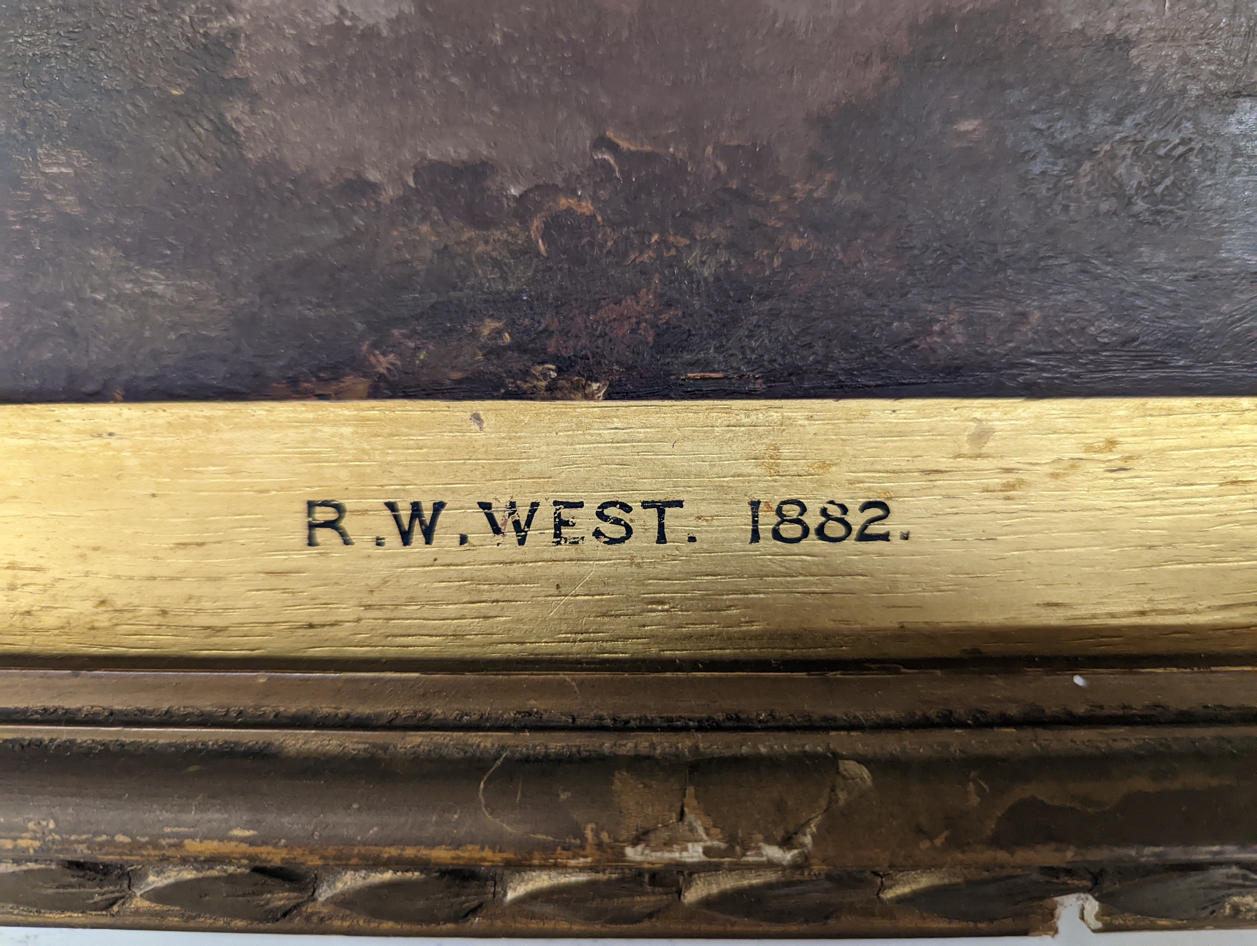 Richard Whatley West (1848-1905), oil on wooden panel, Hampstead Heath 1882, 12 x 21cm